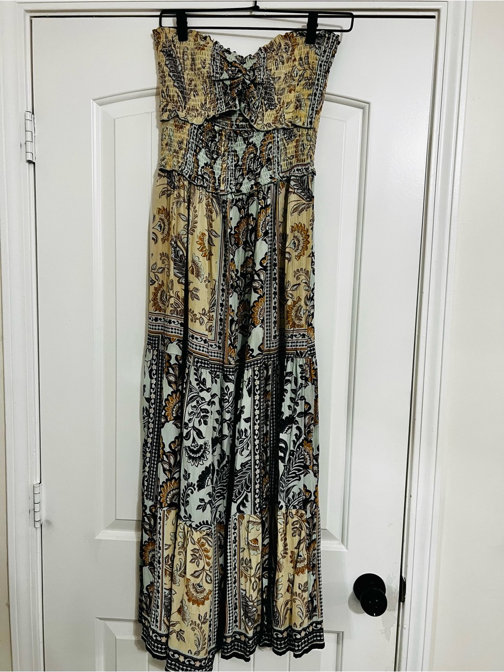 Angie Boho Patchwork Strapless Maxi Dress Size Large